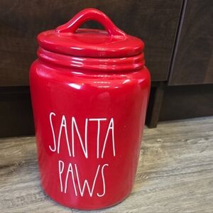 Rae Dunn Red and White Santa Paws Decor Accent